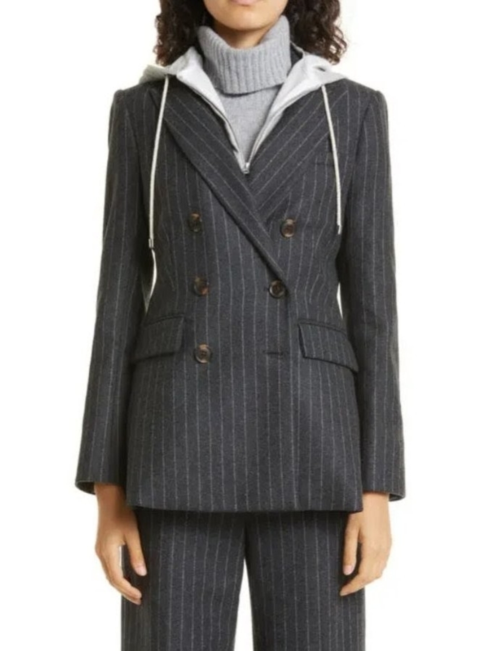 Veronica Beard Ellette Chalk Stripe Stretch Wool Dickey Jacket - Size 4